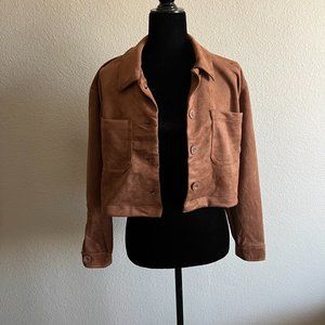 NWT STOOSH FAUX SUEDE CROPPED BUTTON DOWN JACKET WITH COLLAR